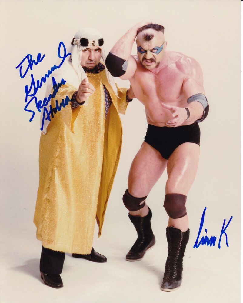 Skandor Akbar & The Missing Link autographed 8x10 WCW  Deceased