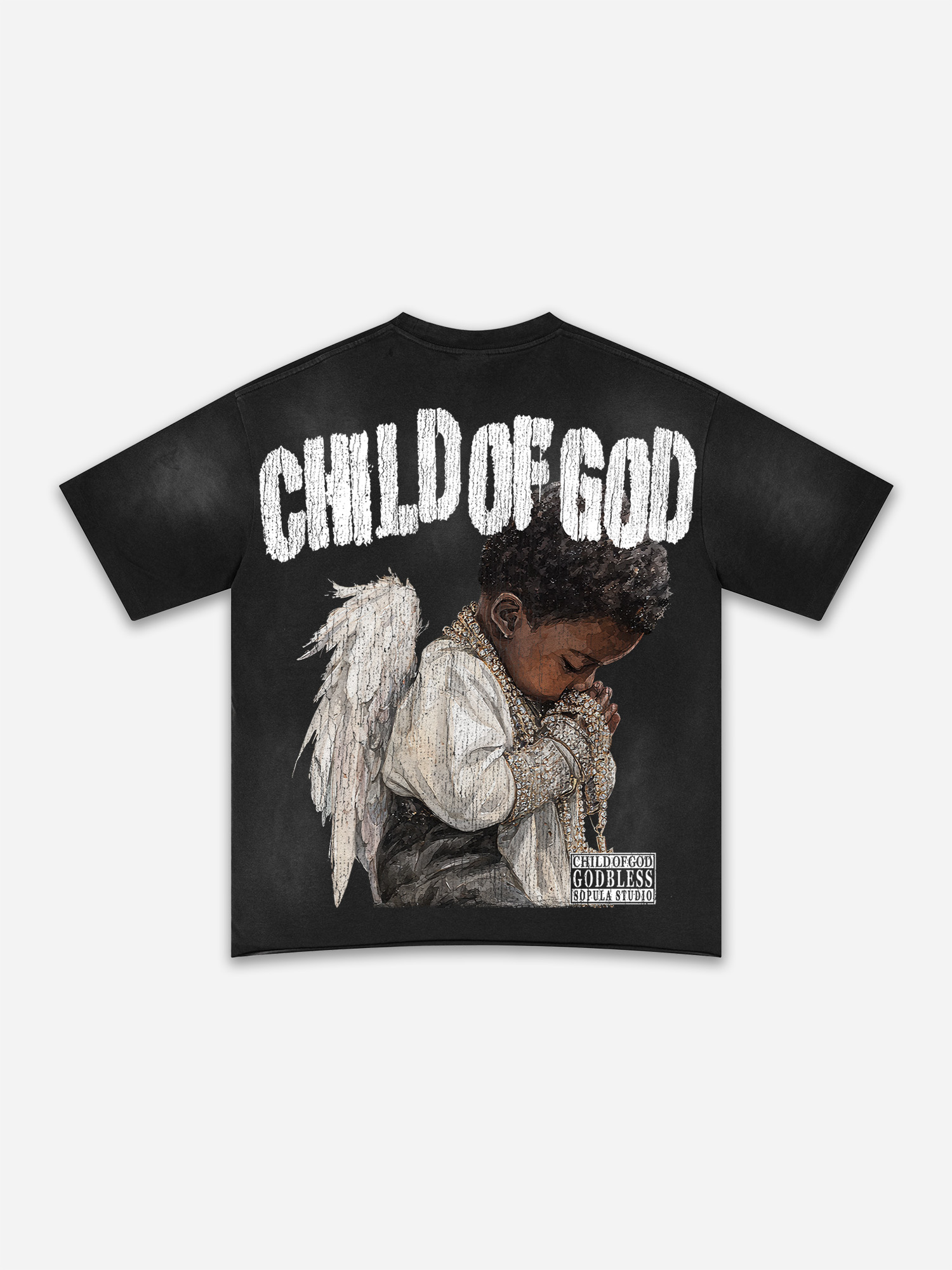 Child Of God Children's Prayer Print Washed T-shirt