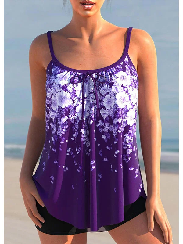 Women Strap Floral Printed Graphic Tankini Set