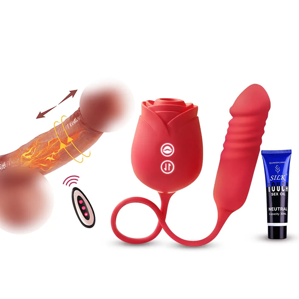 Thrusting Massager & Rose Suction Toy Vibrator