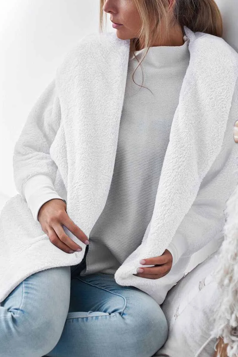 Plush Hooded Solid Color Coat