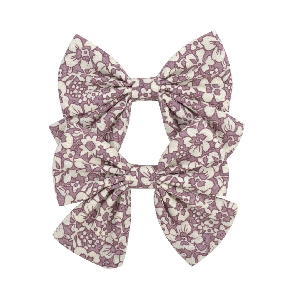 2022 Lovely Baby Girls Print Flower Bohemian Style Bow BB Hair Clips Headwear Children Cute Cotton Hairpins Hair Accessories