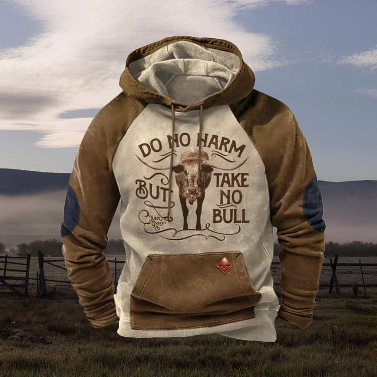 BrosWear Western Style Deer Letter Print Retro Hoodie