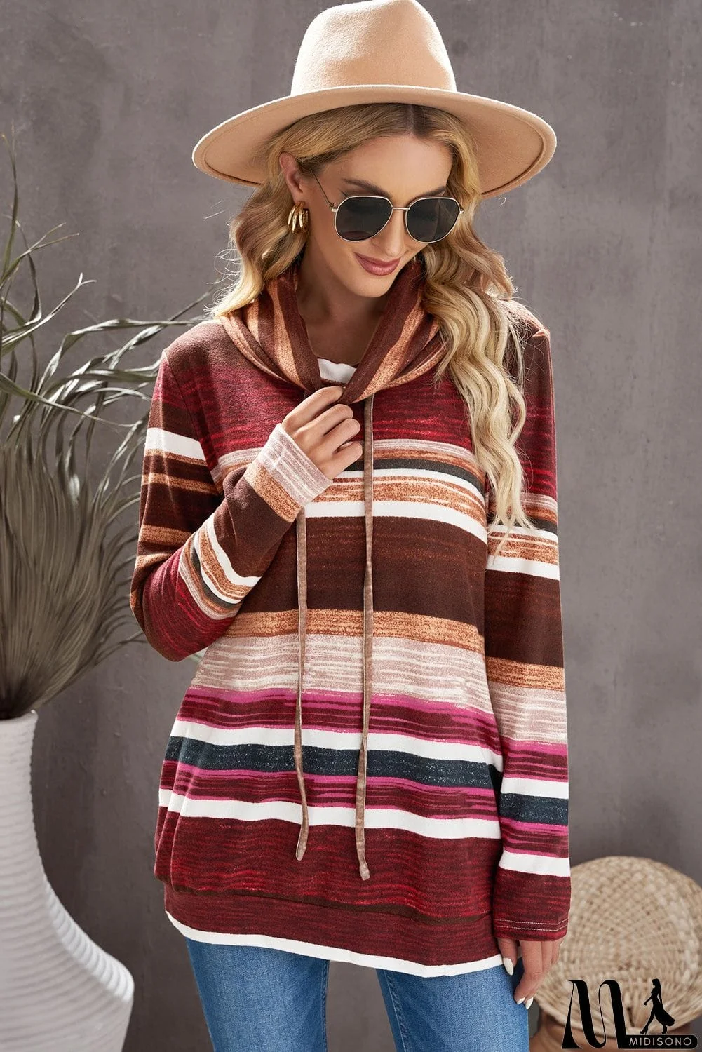 MidiSono - Neck Striped Sweatshirt