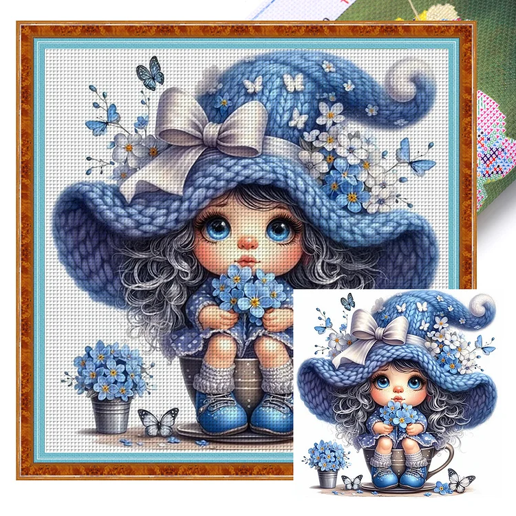 【Mona Lisa Brand-Cotton】Flower Gnome (40*40cm) 11CT Stamped Cross Stitch gbfke
