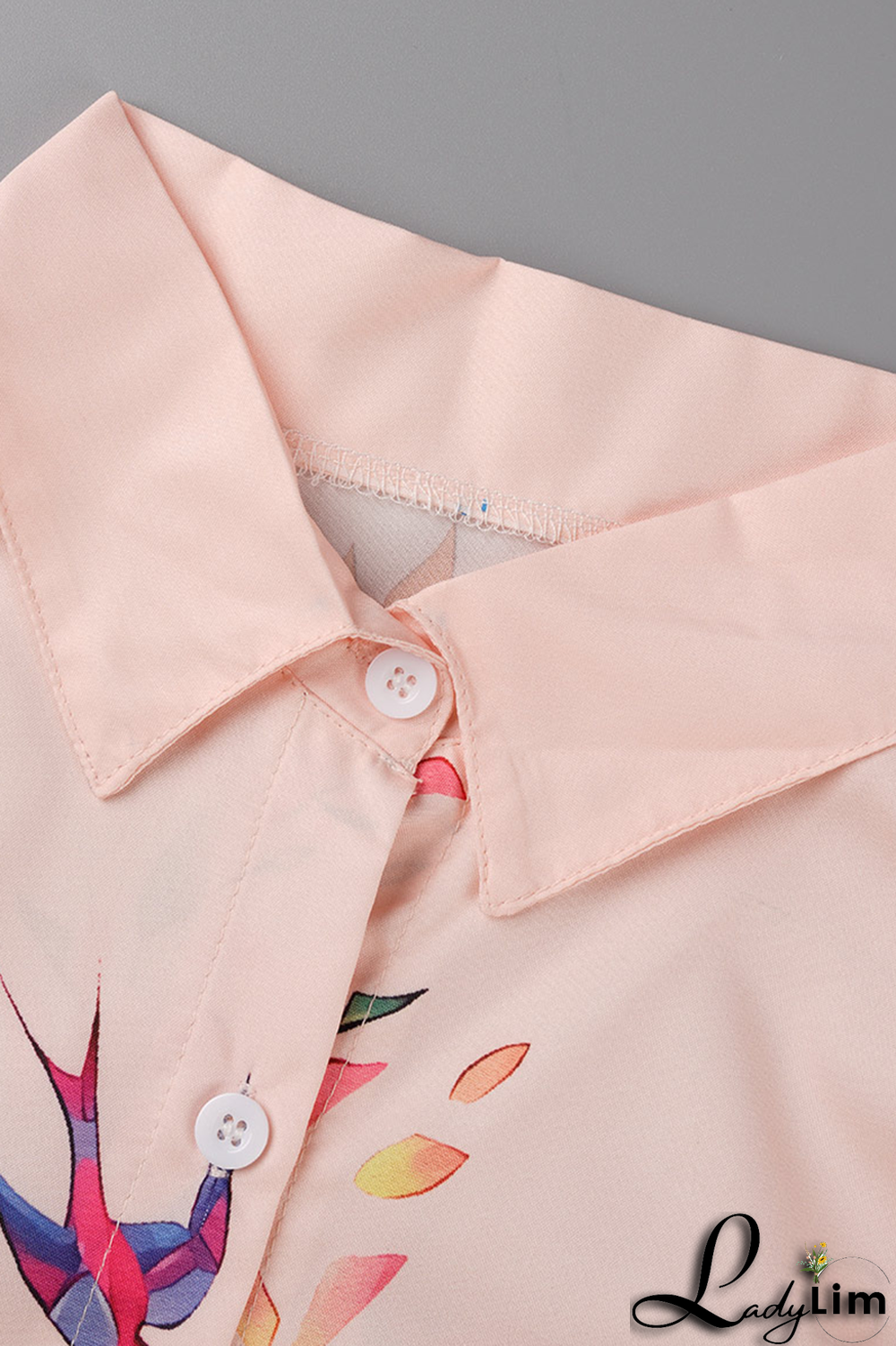 Pink Casual Print Solid Patchwork Turndown Collar Tops