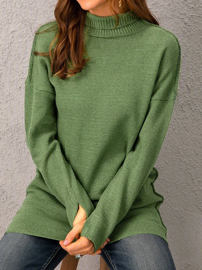Turtleneck Knitted Long Sleeve Sweaters Plus Size Pullovers Jumpers