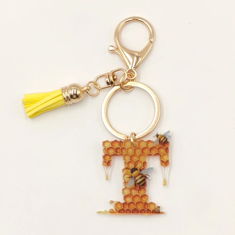 Classic Style Commute Letter Bee Arylic Unisex Bag Pendant Keychain