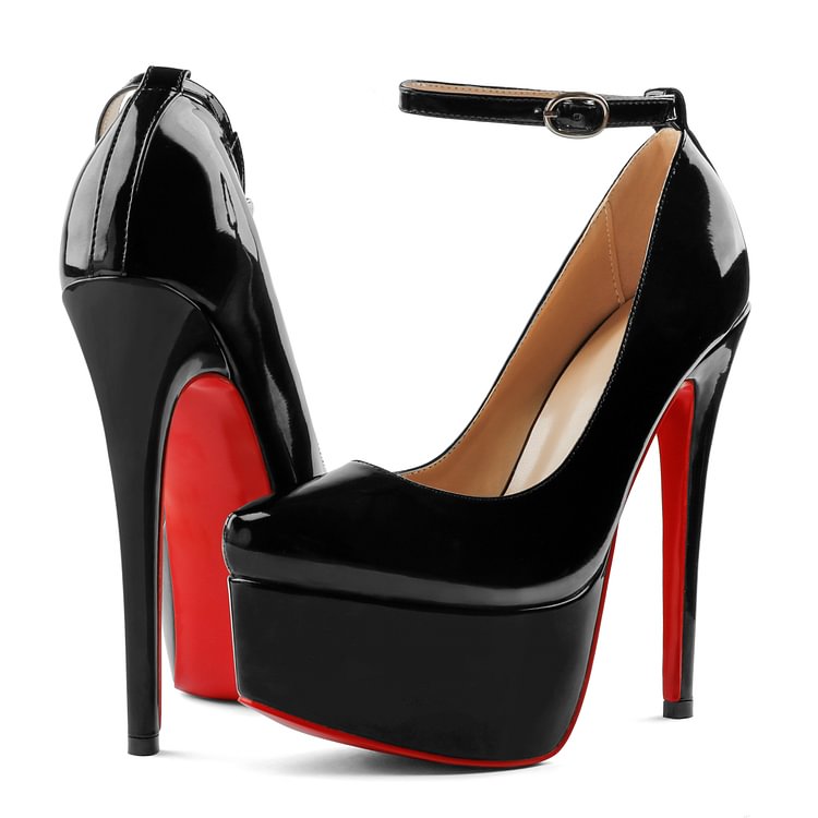 160mm Women's High Heel Closed Buckled Strap Platform Pumps VOCOSI VOCOSI