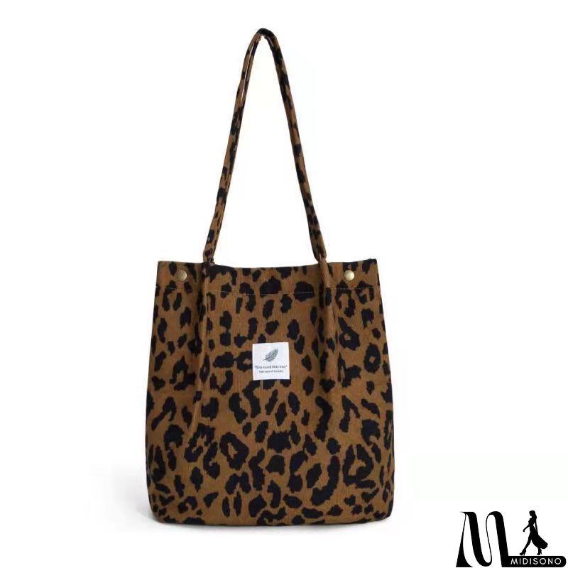 MidiSono - Women Large Smiley Corduroy Shoulder Tote Bag