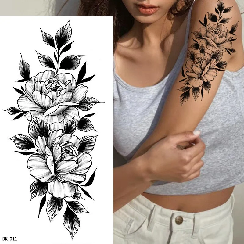 Sdrawing Tattoos New Flash Waterproof Temporary Tattoo Sticker Lip Print Flowers Butterfly Body Art Arm Fake Sleeve Tatoo for Women