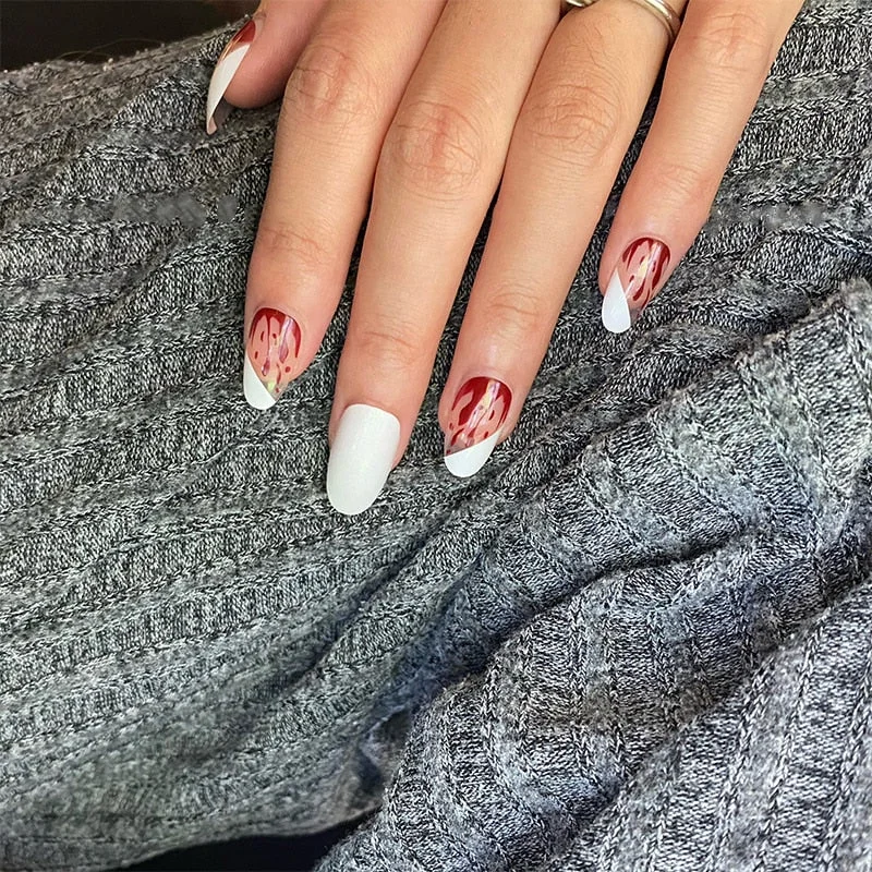 24pcs stiletto false press on nails matte Black color Leopard Wear Finished product wearable full cover acrylic nails products-Nail Inspo