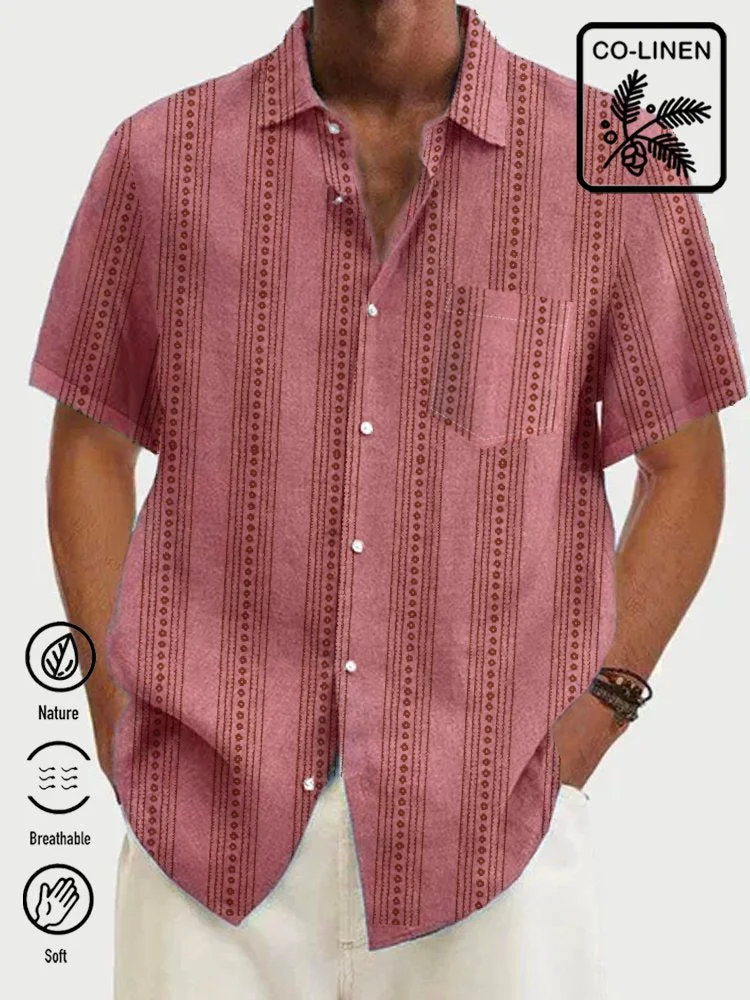 Cotton Linen Men's Hawaiian Holiday Short Sleeve Shirt socialshop