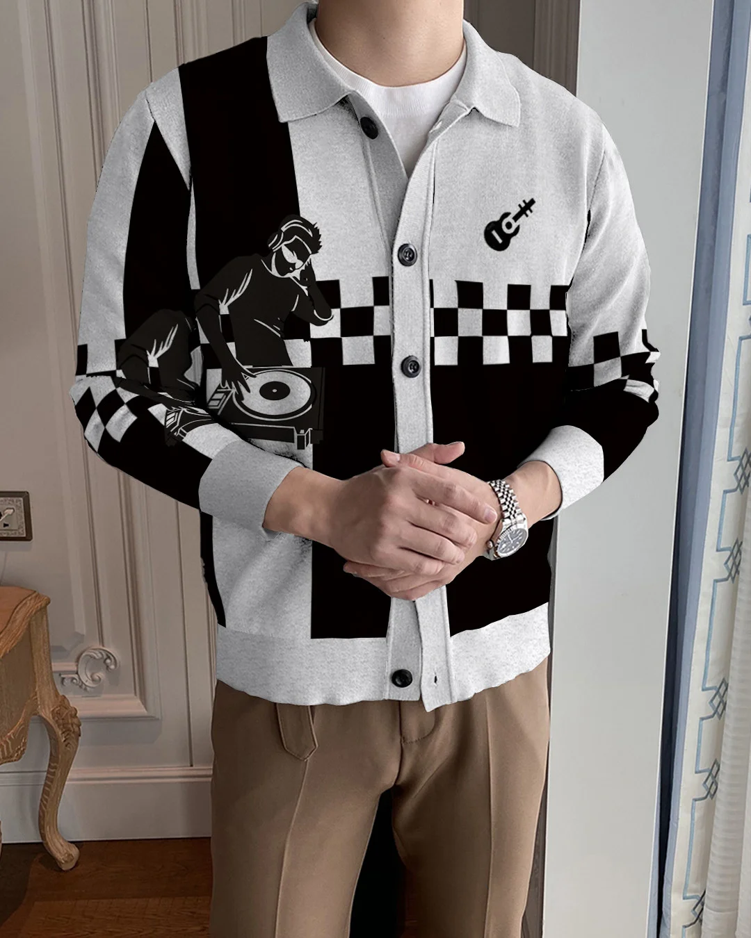 Men's Lapel Knitted Sweater Cardigan 1bd0