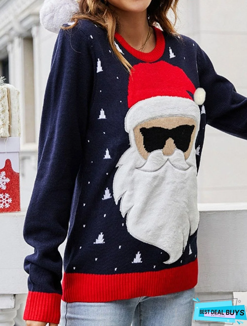 Casual Santa Crew Neck Long Sleeve Sweater