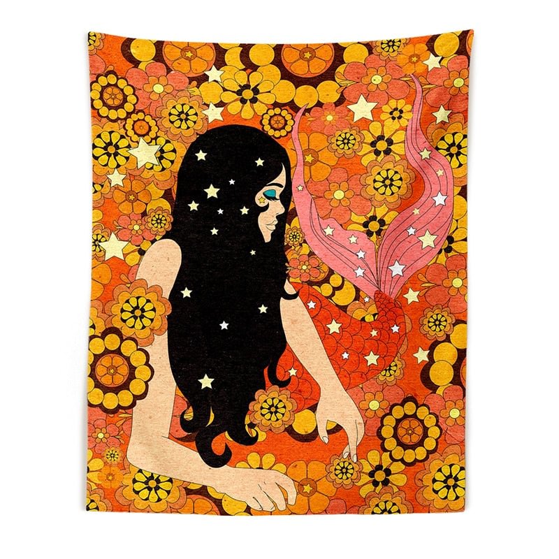 80S Retro Tapestry Wall Hanging Vintage Colorful Decor for Girls Dorm Decoration INS Trippy Tapestry Psychedelic Hippie Decor