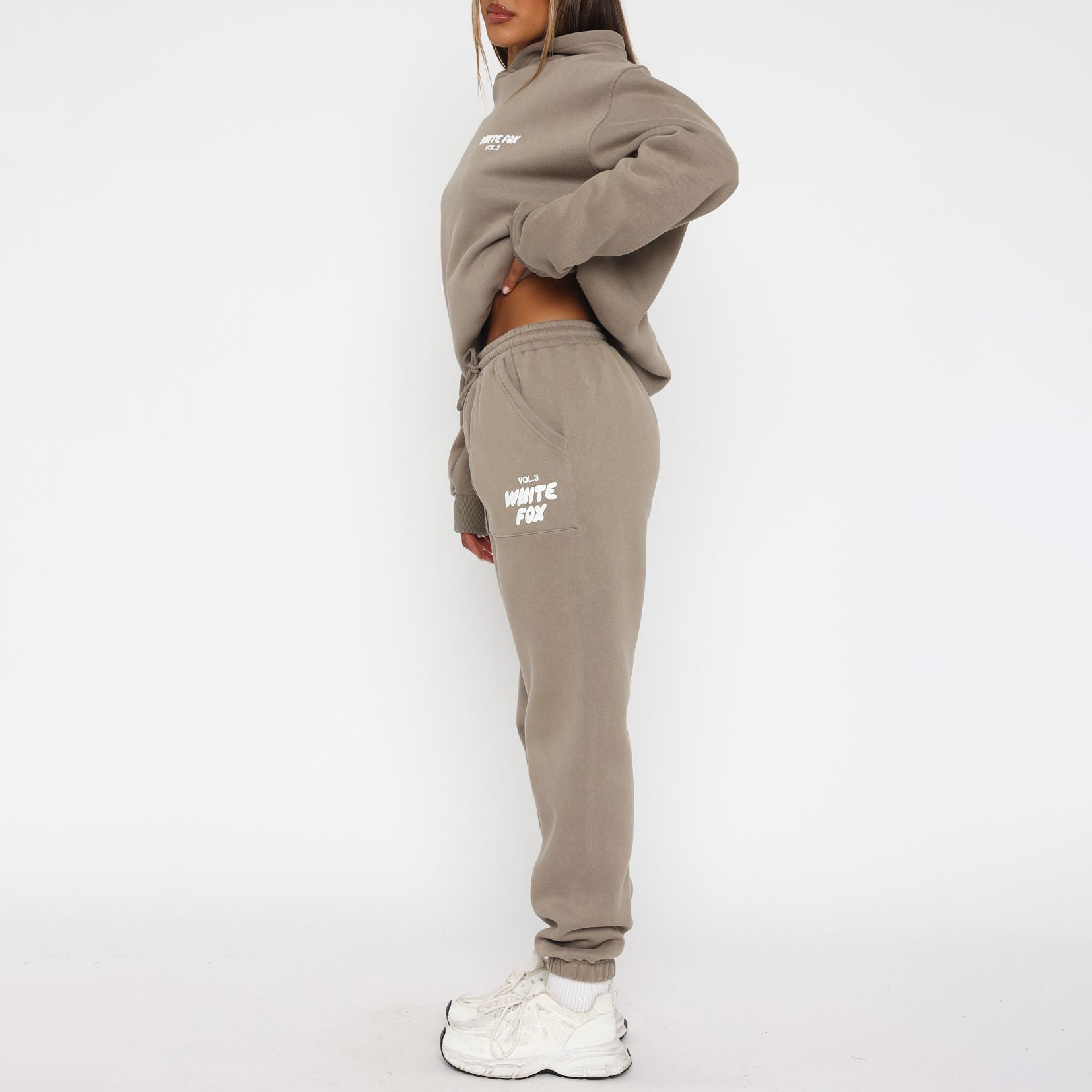 Fashion Sports LOGO Long Sleeve Pullover Hooded Sweatshirt Two Piece Set