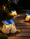 Solar Butterfly Garden Statue Waterproof Imitation Stone Landscape Light for Outdoor Yard Patio Decor for Women Mom Grandma