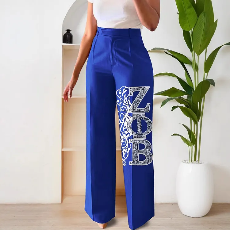 Zeta Phi Beta Sorority Print Straight Pants