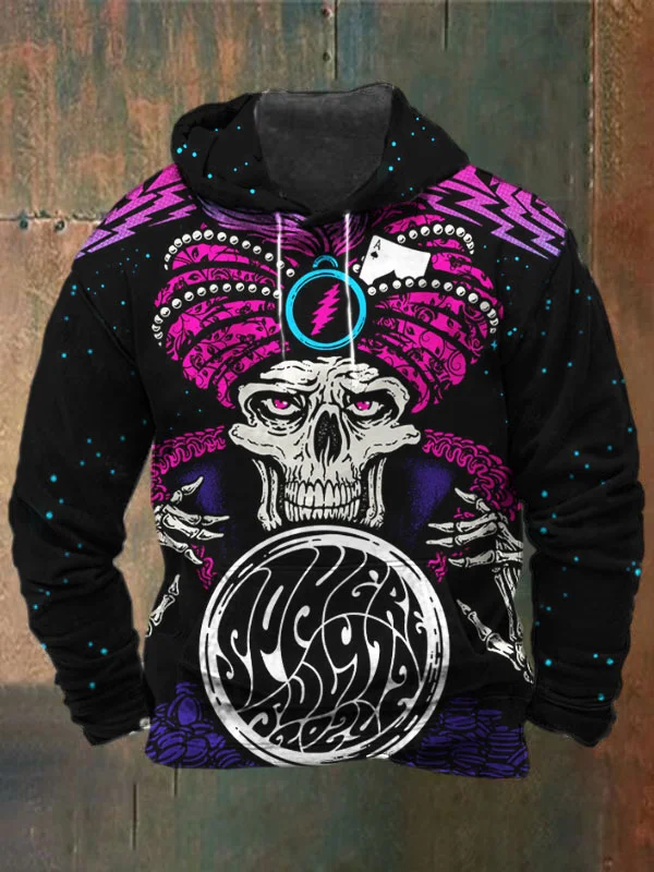 Unisex Skull Print Heavyweight Hoodies
