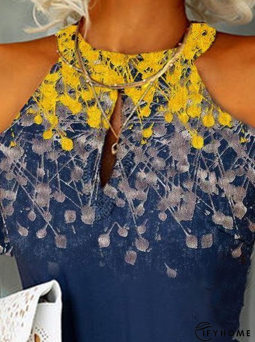 Floral-Print Crew Neck Statement A-Line Weaving Dress | IFYHOME