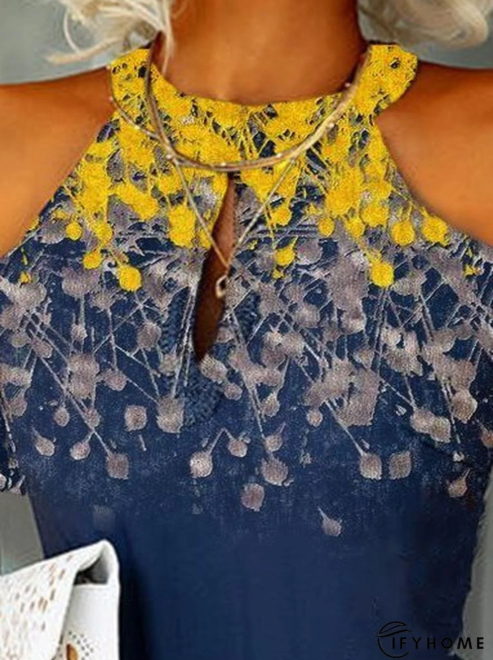 Floral-Print Crew Neck Statement A-Line Weaving Dress | IFYHOME