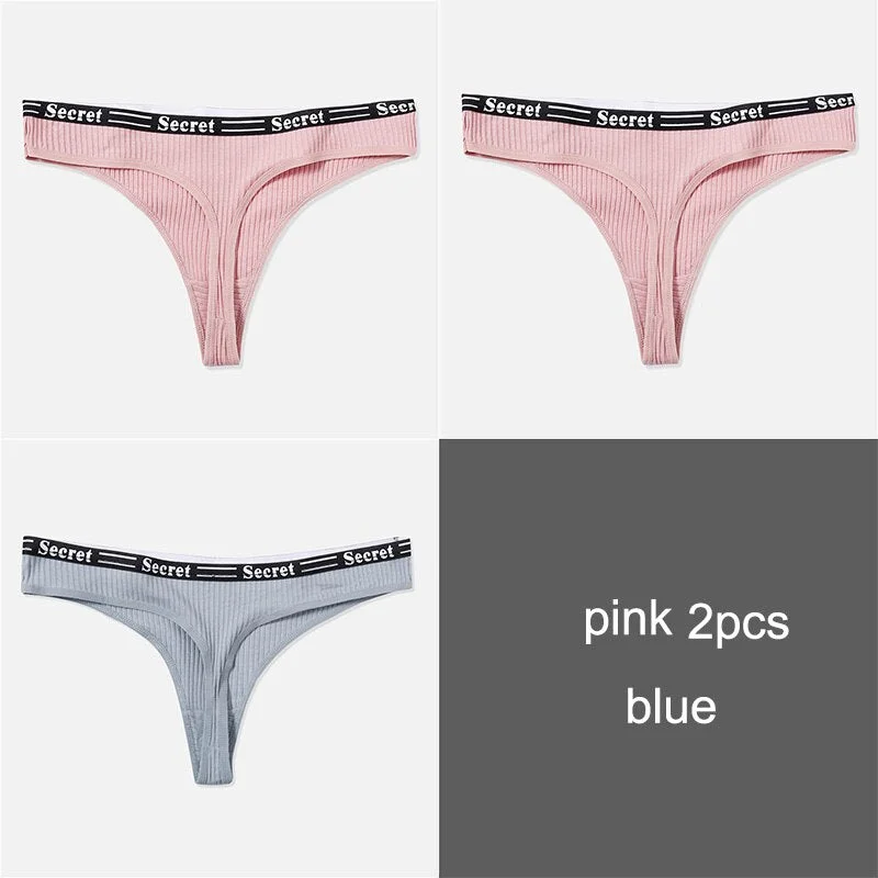 3PCS/Set Women Cotton Panties Thong Underwear G-String Underpants Sexy Briefs Lingerie Female Letter Embroidery Low Waist Pantys