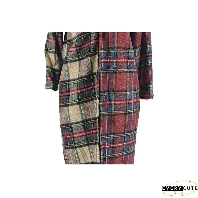 Plaid Patchwork Woolen Coat