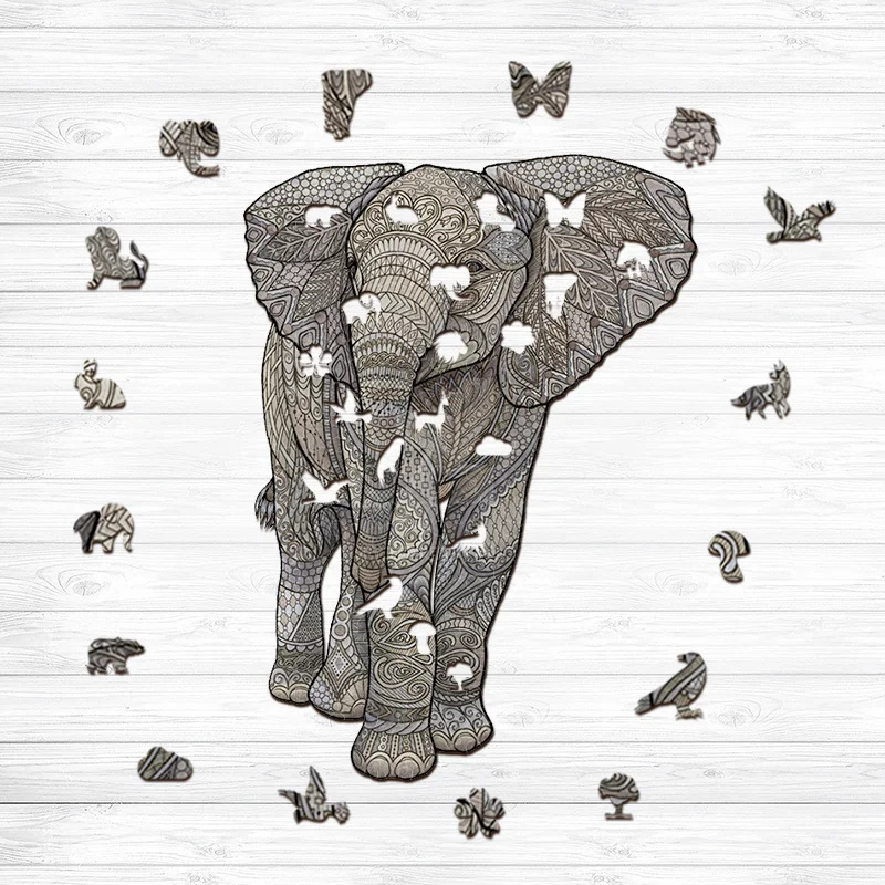 Jeffpuzzle™-JEFFPUZZLE™ Elephant Wooden Puzzle