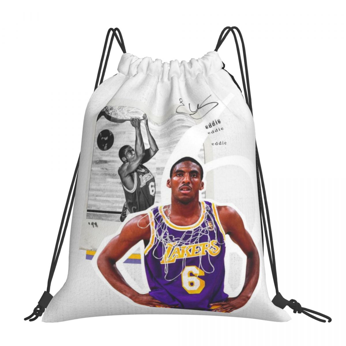 Los Angeles Lakers Eddie Jones Drawstring Bags for School Gym