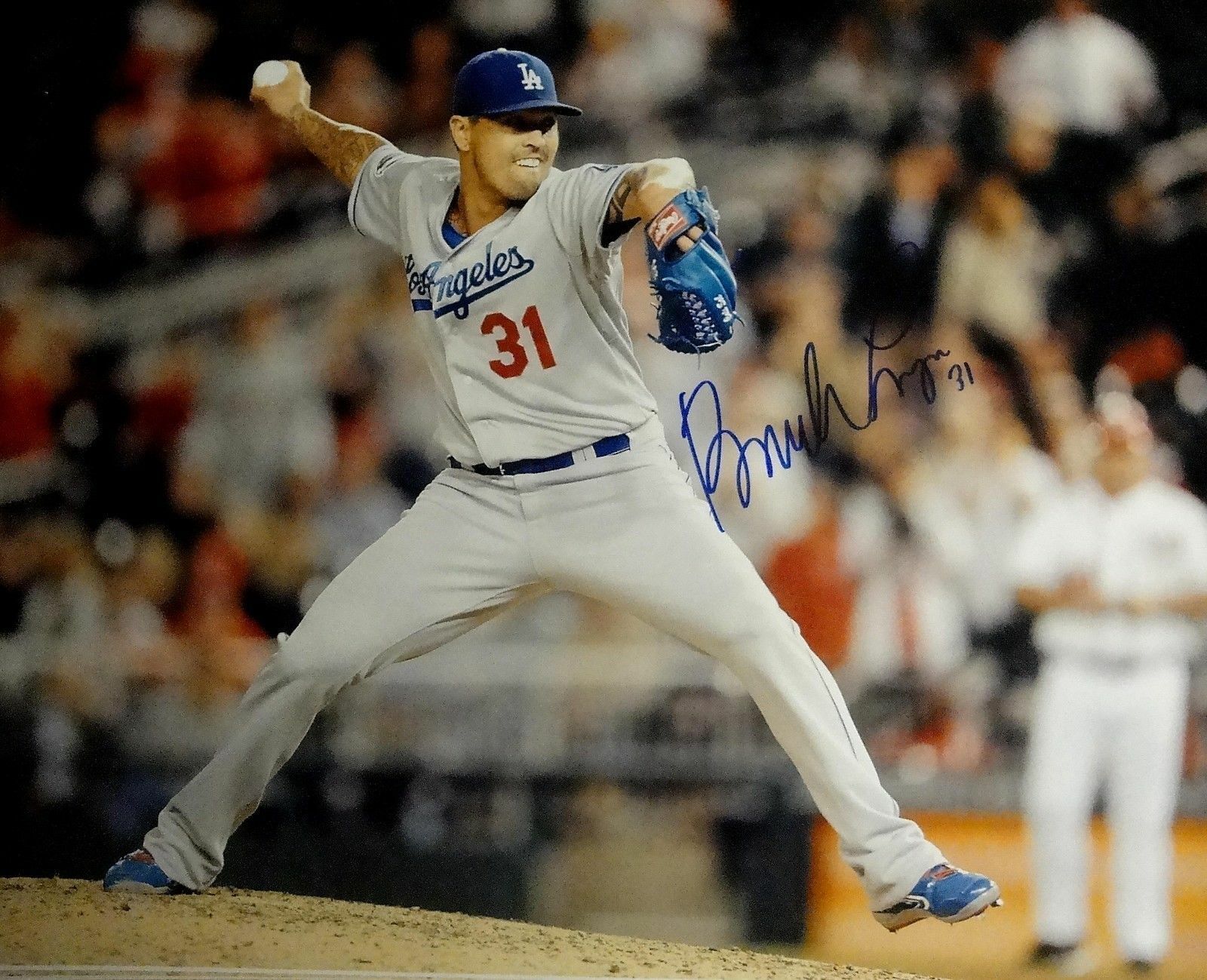 Brandon League Hand Signed Autographed 16x20 Photo Poster painting LA Dodgers In Wind Up III