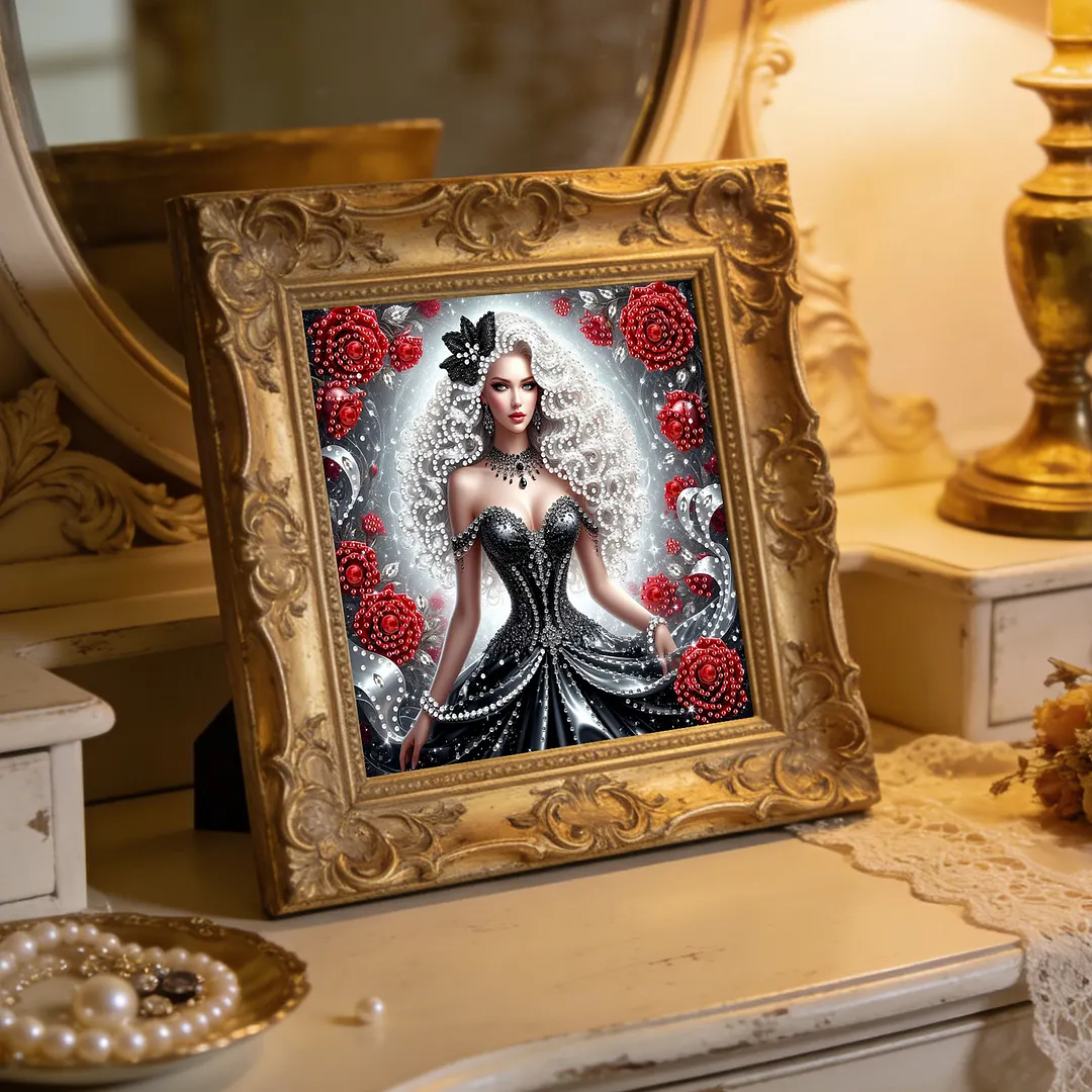 Rose Beauty Special Shaped 5D DIY Partial Drill Diamond Painting Kits for Adults Beginners Home Decor Diamonds Dots Gem Art Kits 11.81x11.81inch