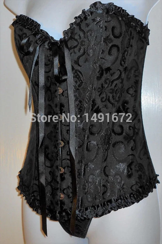 Billionm Sapubonva Corsets and Bustiers Tops Women Sexy White Black Green Vintage Flower Print Overbust Plus Size Lingerie Corselet