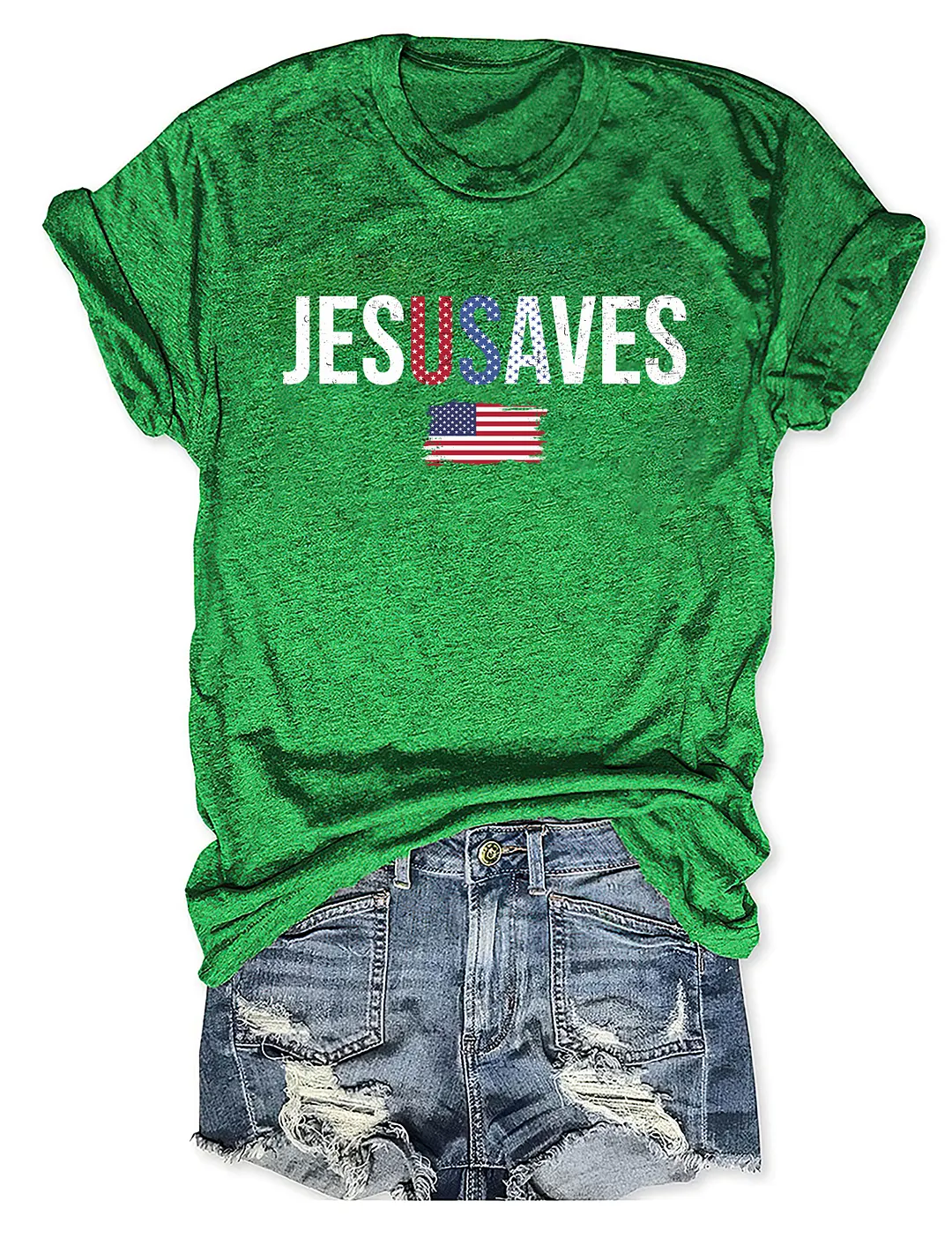 Jesus Saves USA Flag T-shirt