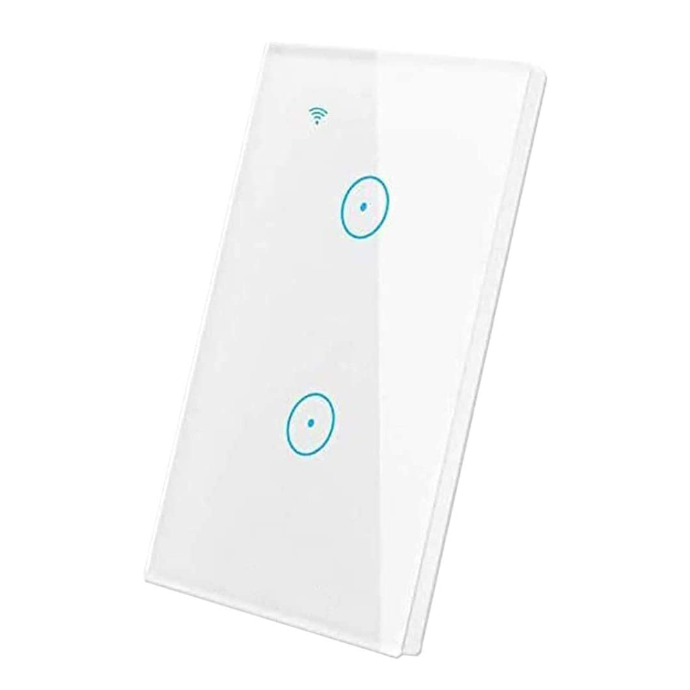 

Voice Control WiFi Smart Switch 2 Gang Timer Wireless Wall Touch Panel US, 501 Original