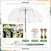 52 Inch Large Clear Bubble Umbrella Bulk with Classic Hook Handle Decorative Clear Wedding Dome Umbrella with Thank You Tags and Rope Guest Souvenirs for Wedding Party Bridal Favors