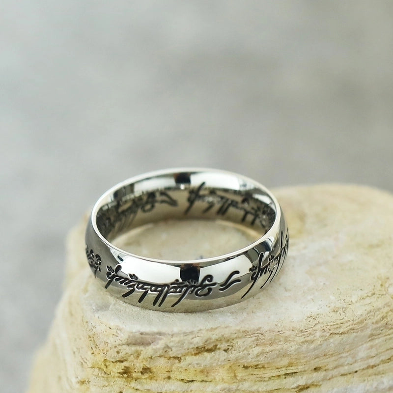 Retro Minimalist Word Titanium Steel Rings