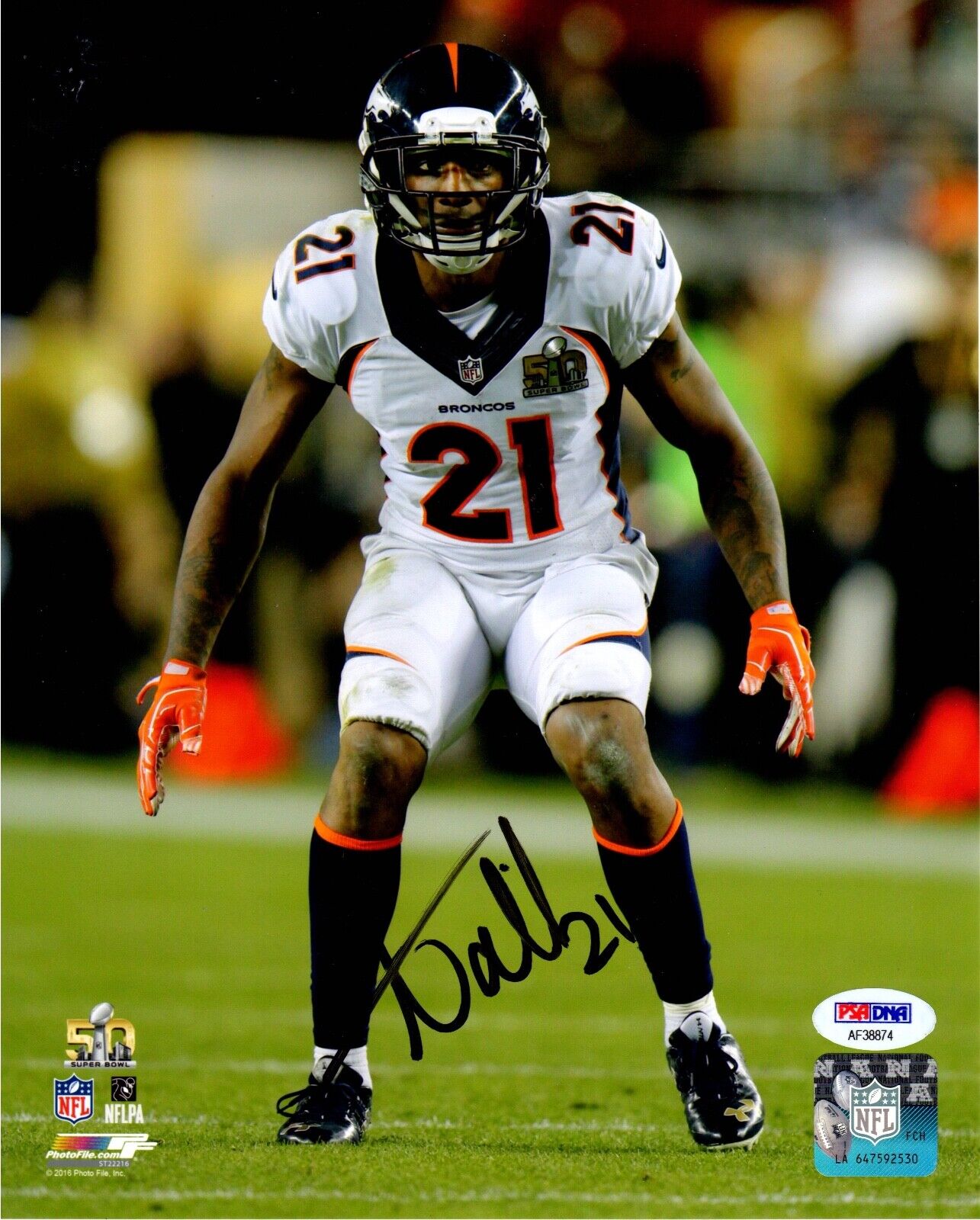 Aqib Talib autographed signed 8x10 NFL Denver Broncos PSA COA Kansas Rams