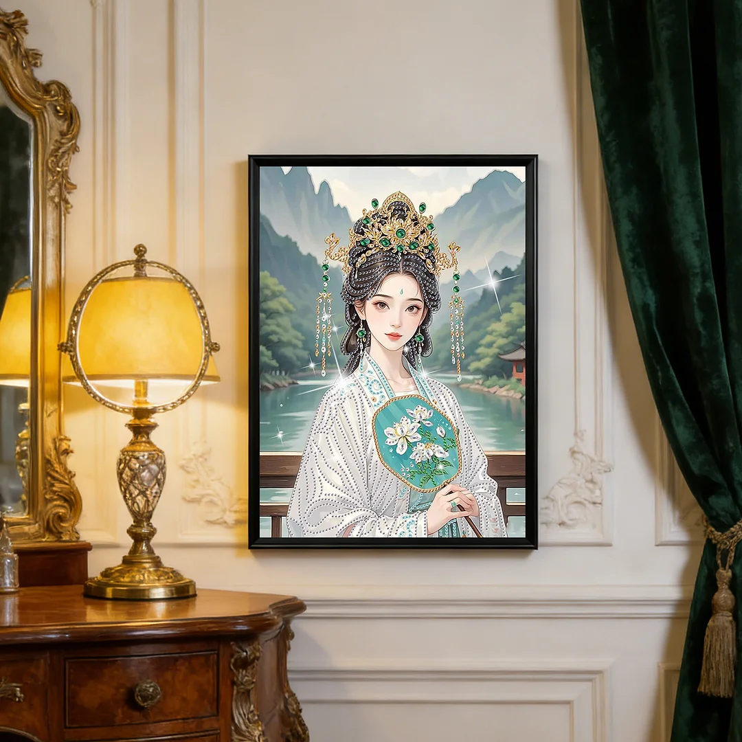 Diamond Painting - Partial Special Shaped Drill - Landscape Lady(Canvas|30x40cm)