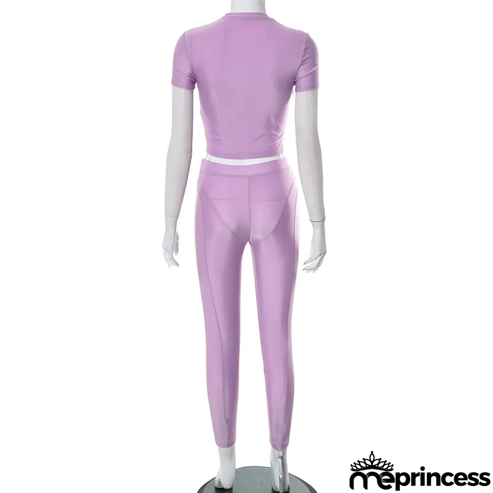 Women Summer Short Sleeve T-Shirt And Trousers Casual Two-Piece Set