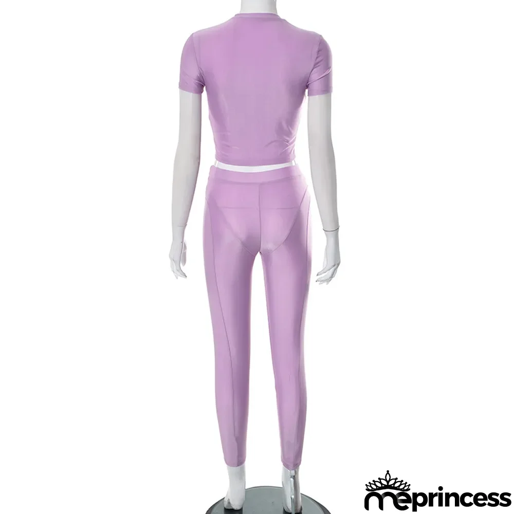 Women Summer Short Sleeve T-Shirt And Trousers Casual Two-Piece Set