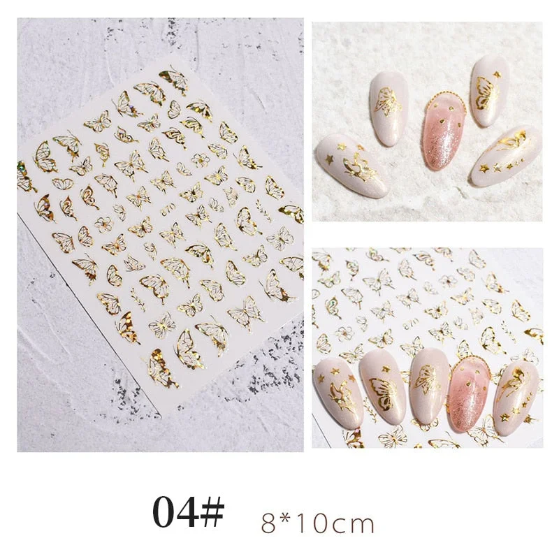 1 Sheet 3D Halloween Nail Sticker Christmas Skull Bone Snake Butterfly Maple Leaf Pattern Decals Manicures 3D Nail Decorations