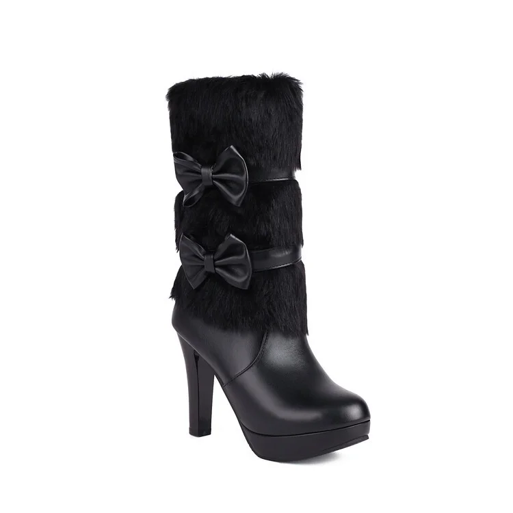 Tanguoant Tanguoant Pointed Water Platform High Heel Middle Tube Women's Boots Plus Size T551