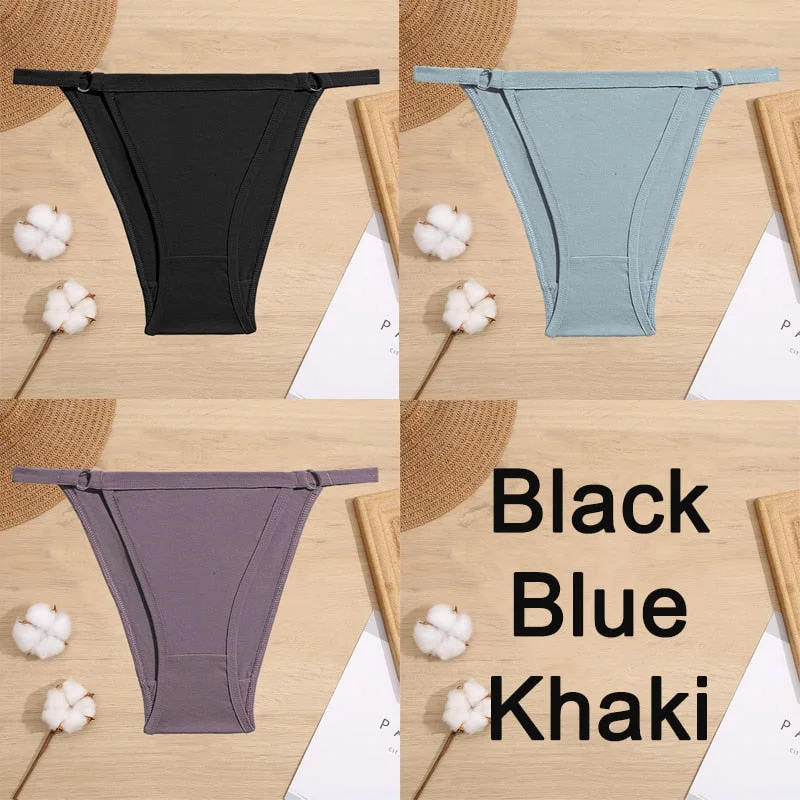 3PCS/Set Cotton Panties Underwear Bikini Style Women's Lingerie Sexy Panties Female Underpants Design Waist Band Briefs Pantys