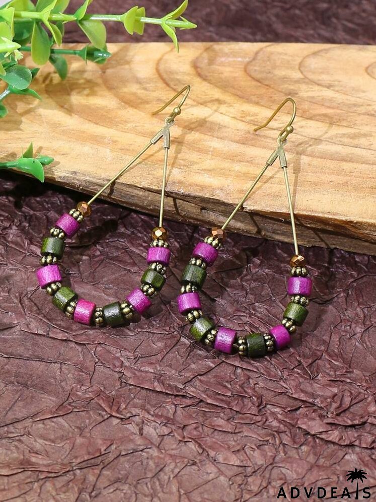 Beaded Water Drop Decor Drop Earrings