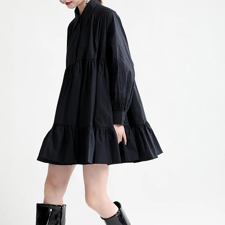 Stylish Solid High-Waist Mini Dress - yankia