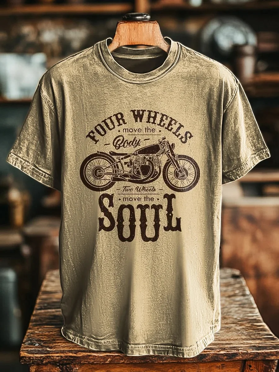 Eagerlys Unisex Vintage Biker Slogan T-shirt Eagerlys