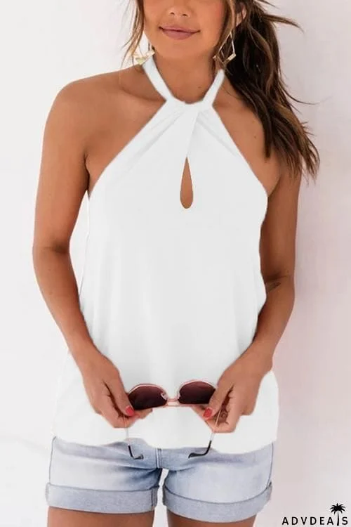 Solid Halter Neck Blouse