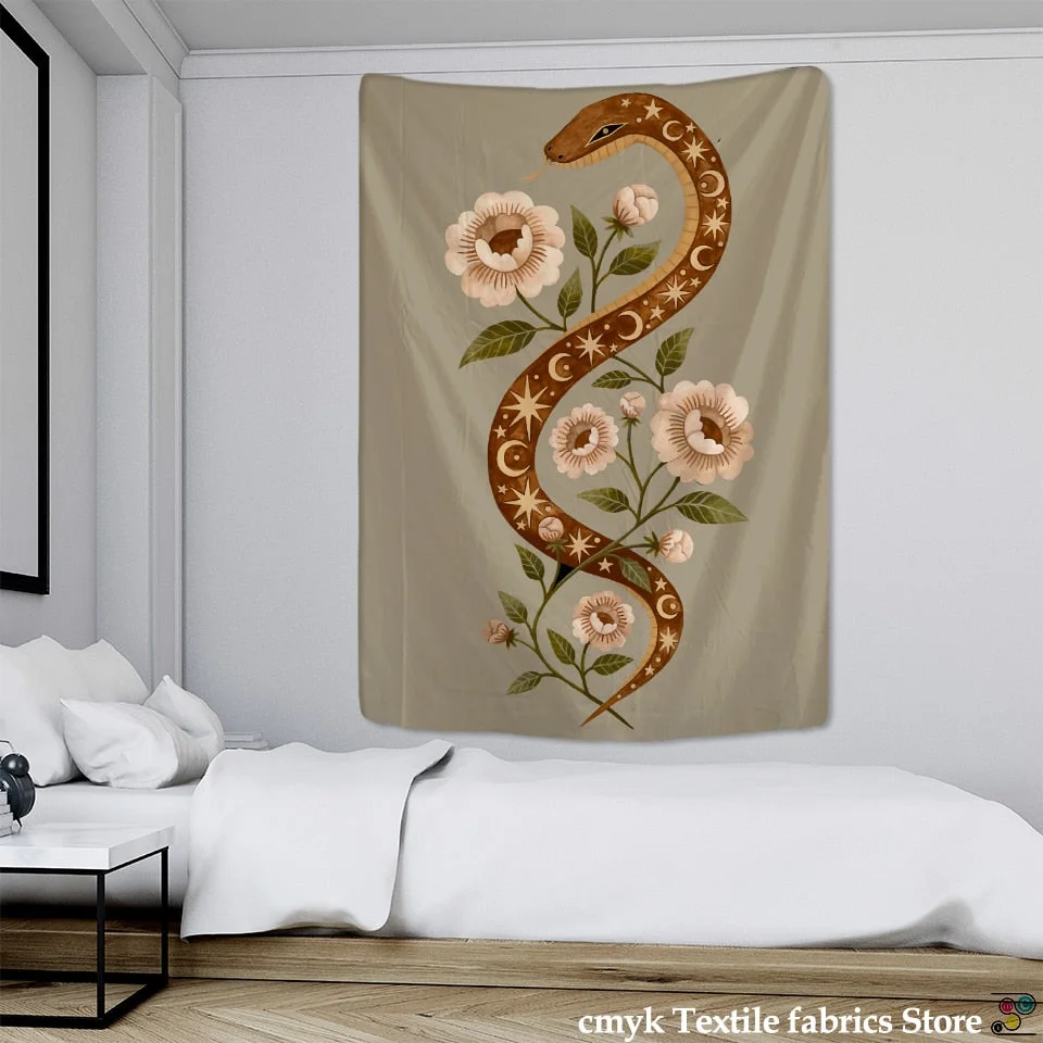 Tarot Tapestry Wall Hanging Astrology Sun Moon Goddess Star Plant Flower Bohemian Witchcraft Home Decor