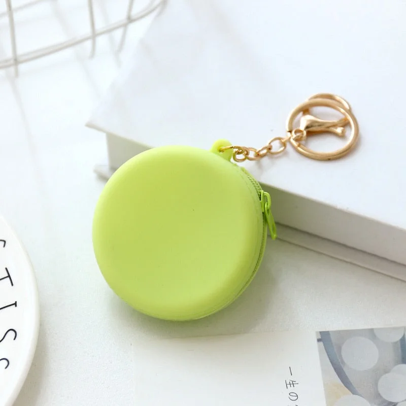 Cute Colored Round Silicone Coin Purse Small Women Girls Coin Key Bag Wallet Mini Data Cable Headset Bag Purses Kid Gift